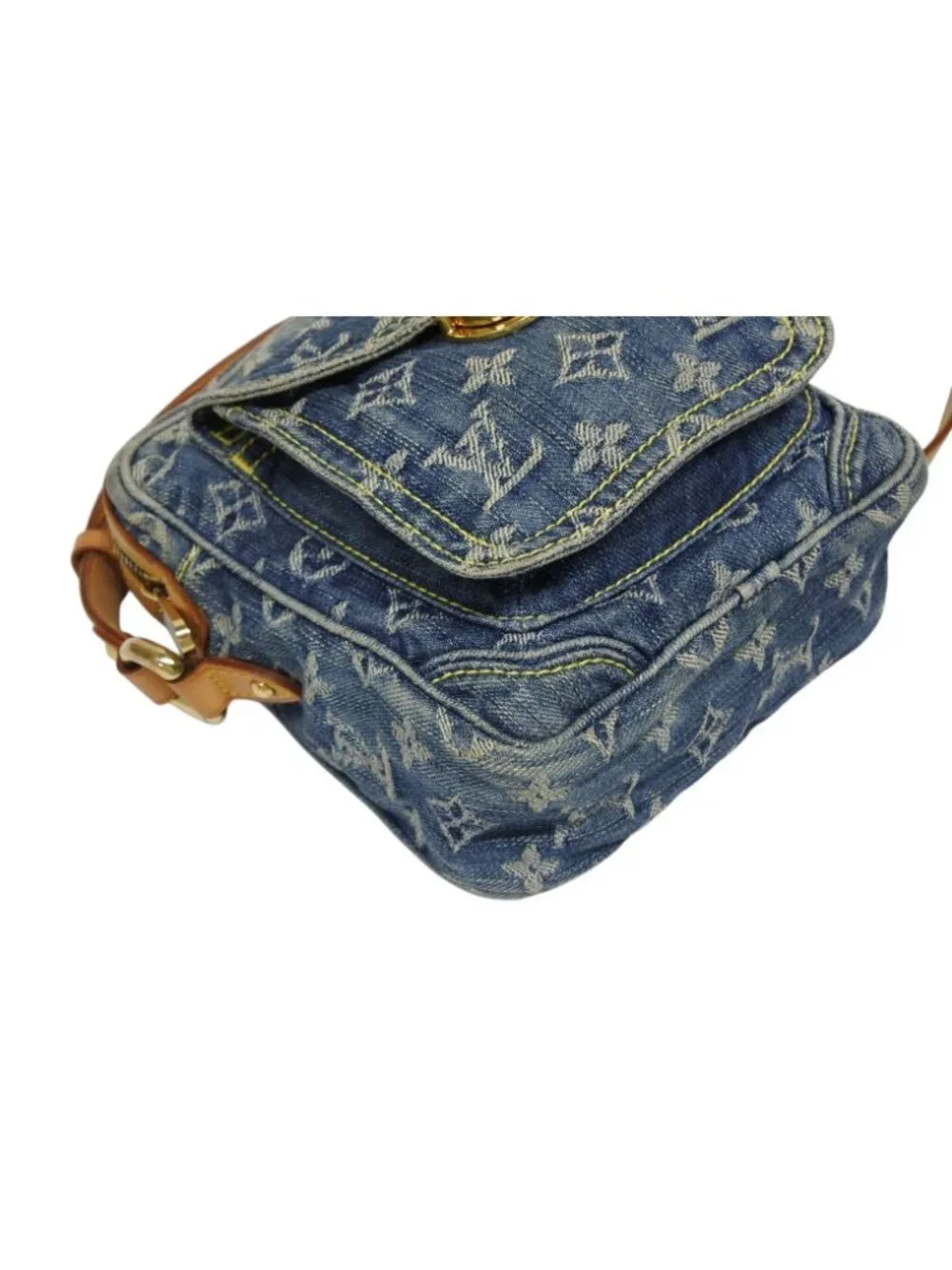 Louis Vuitton Camera Bag Monogram Denim Indigo Blue Gold